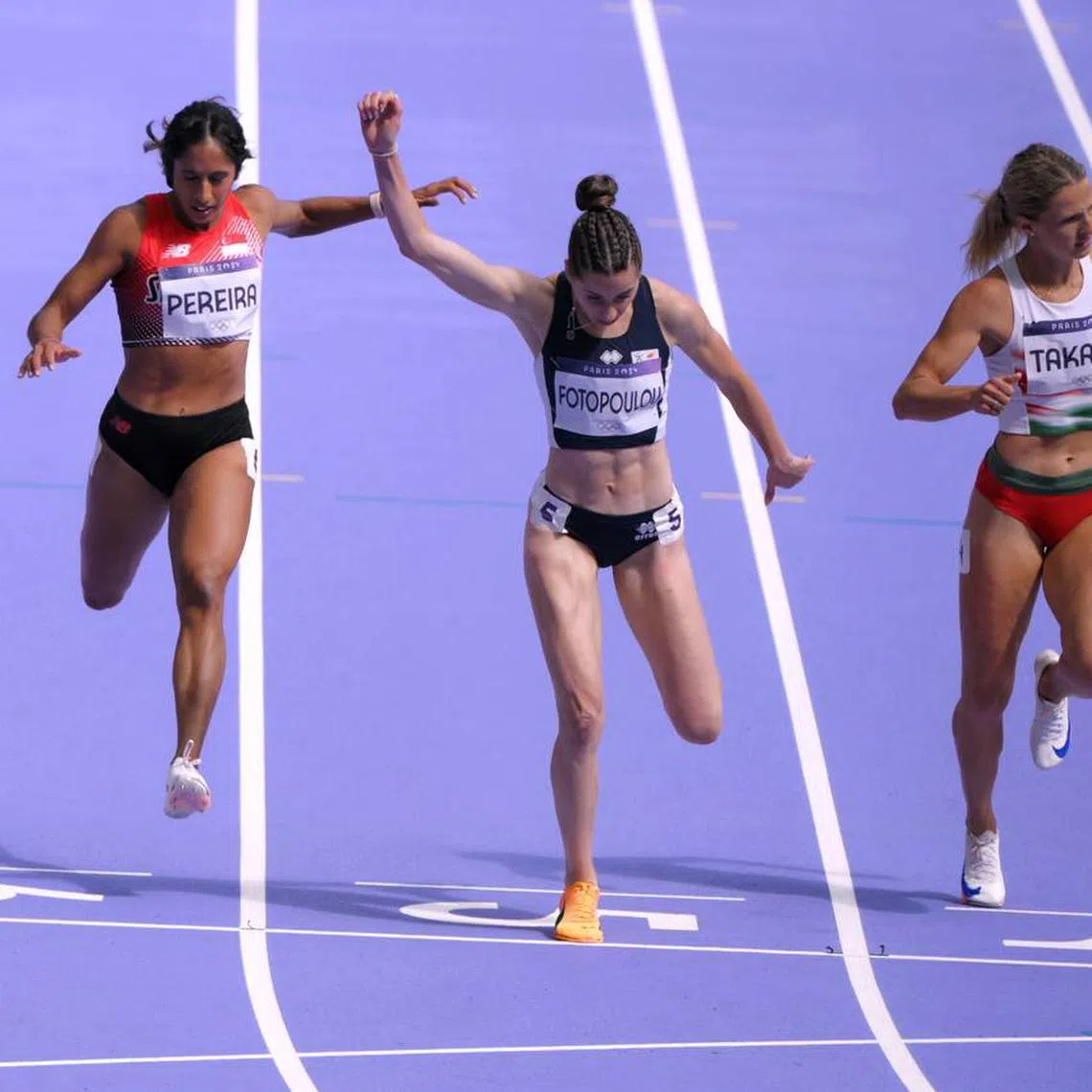 National sprinter Shanti Pereira (left) progressed to the repechage round after clocking 23.21 seconds in the heats at the Stade de France on Aug 4.
