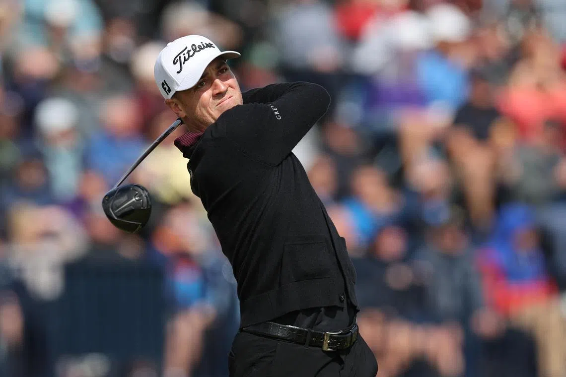 Justin Thomas, pictured at the British Open,  is playing in the Wyndham Championship for a shot at the FedExCup play-offs.