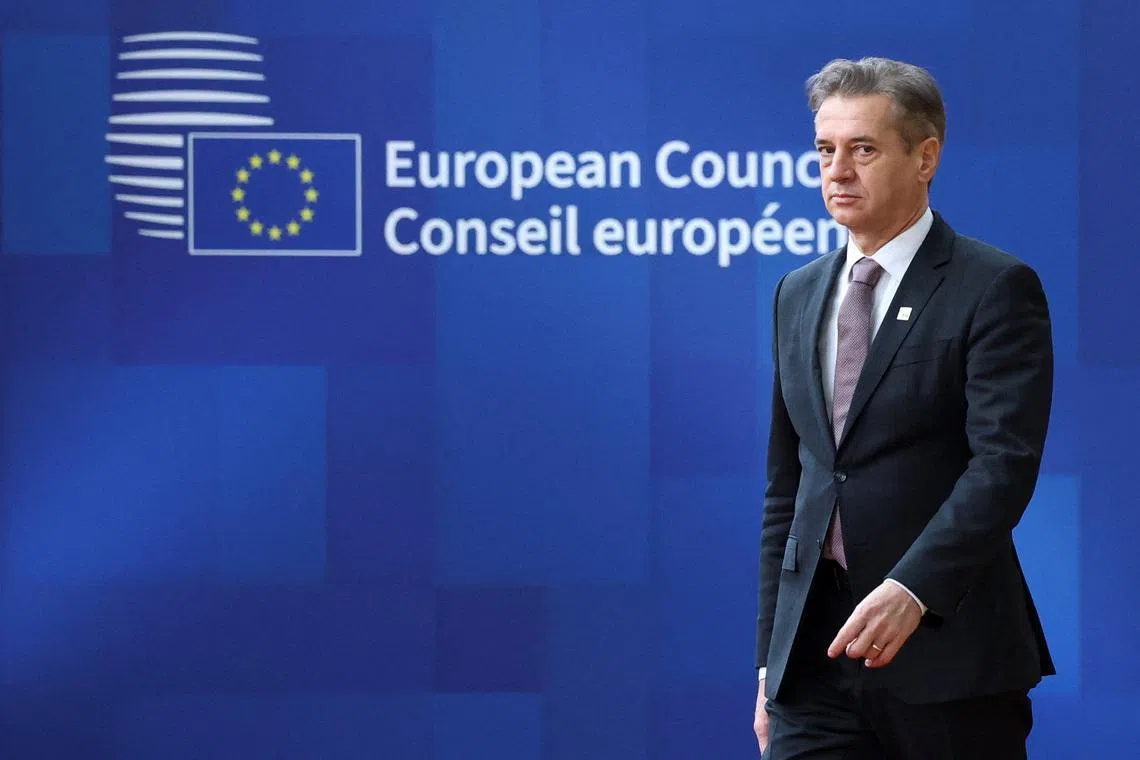 Slovenia's Prime Minister Robert Golob arrives at a European Union leaders' summit in Brussels, Belgium, December 18, 2025. REUTERS/Yves Herman