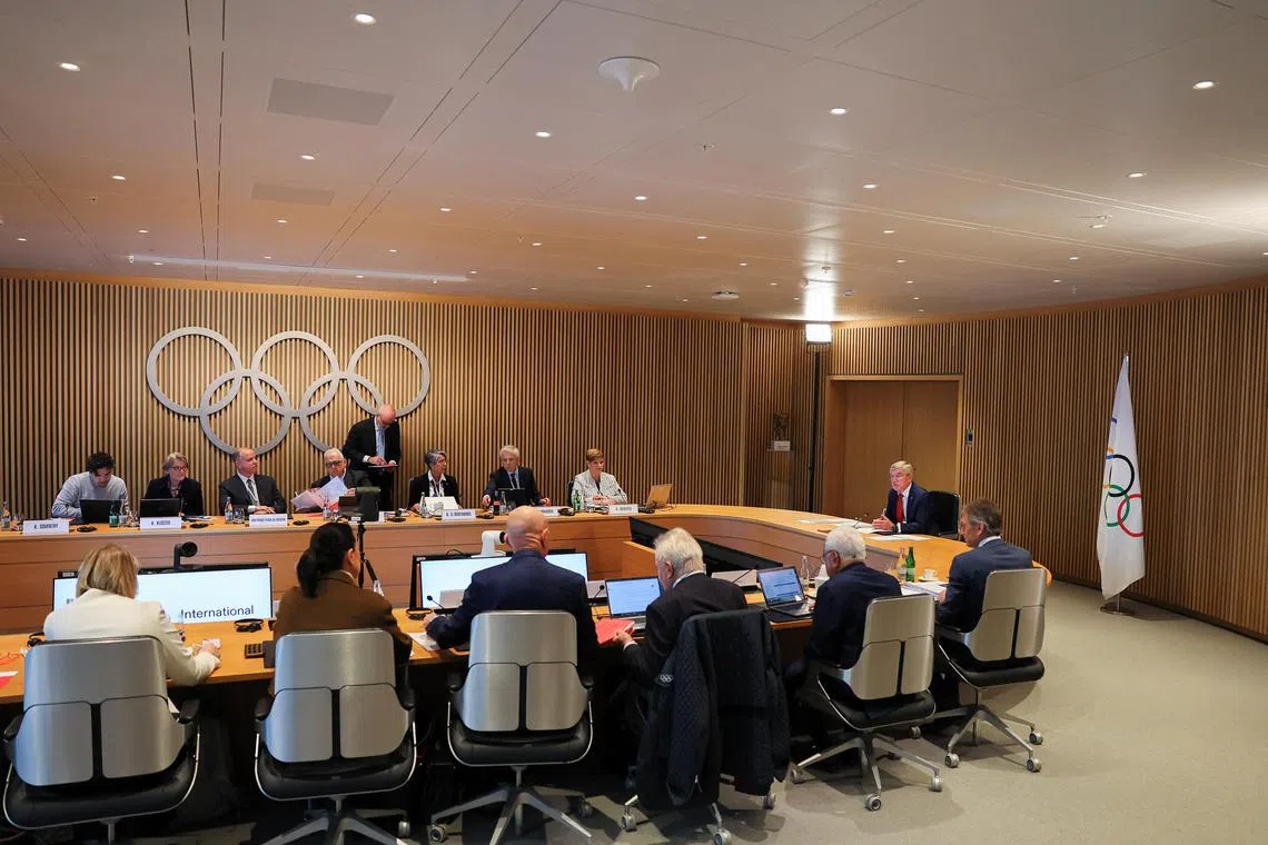 Members of the International Olympic Committee executive board meeting in Lausanne, Switzerland, on Dec 3.