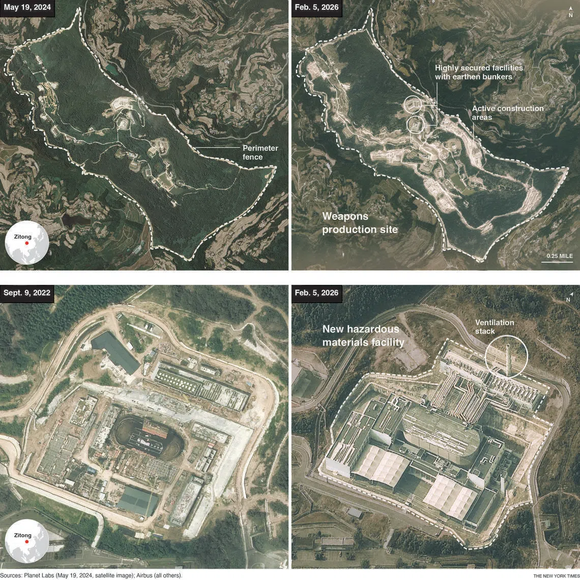 Zitong nuclear site saw significant expansion. 
Satellite imagery of secretive nuclear facilities reveals Beijing’s efforts to expand its arsenal, just as the last global guardrails on nuclear weapons vanish.