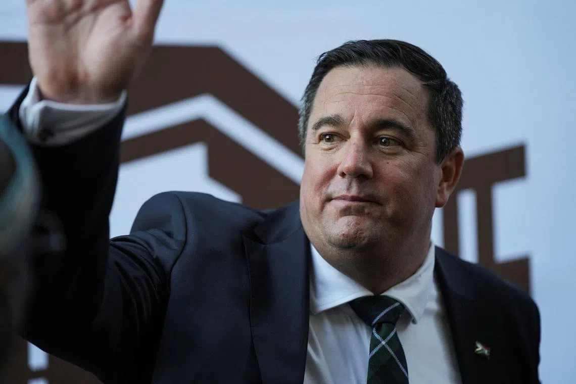 John Steenhuisen, leader of the opposition Democratic Alliance (DA) and Minister of Agriculture of South Africa, arrives at the Cape Town City Hall ahead of the State Of The Nation (SONA) address by South African president Cyril Ramaphosa in Cape Town, South Africa February 6, 2025. REUTERS/Nic Bothma