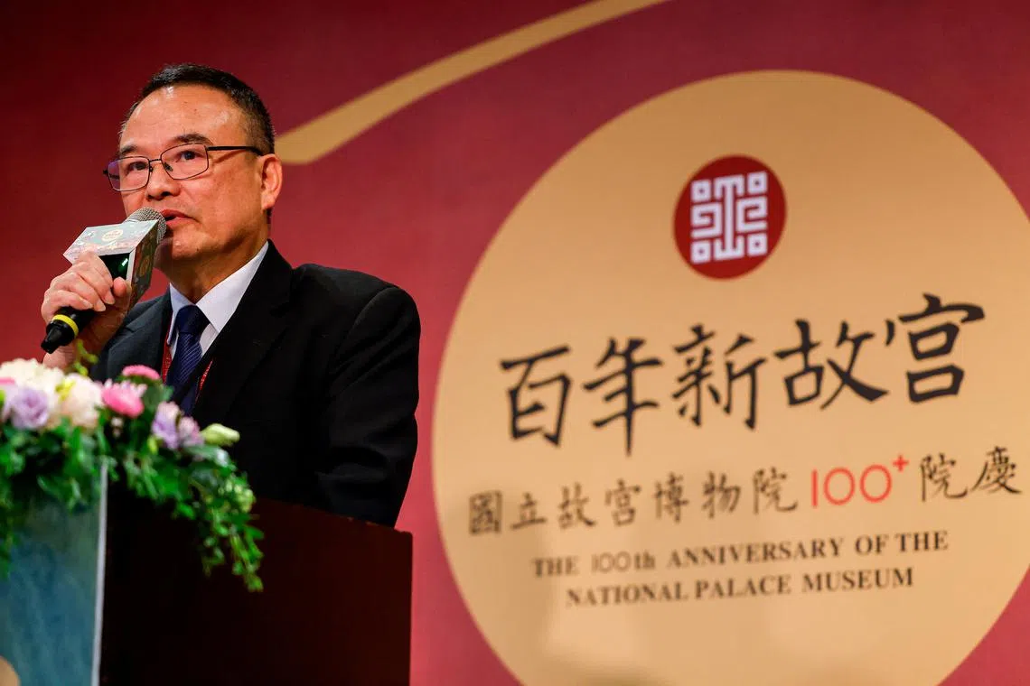 Hsiao Tsung-huang, director of National Palace Museum speaks at a press event in Taipei, Taiwan May 7, 2025. REUTERS/Ann Wang