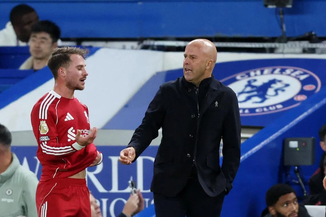 Liverpool manager Arne Slot during the loss to Chelsea.