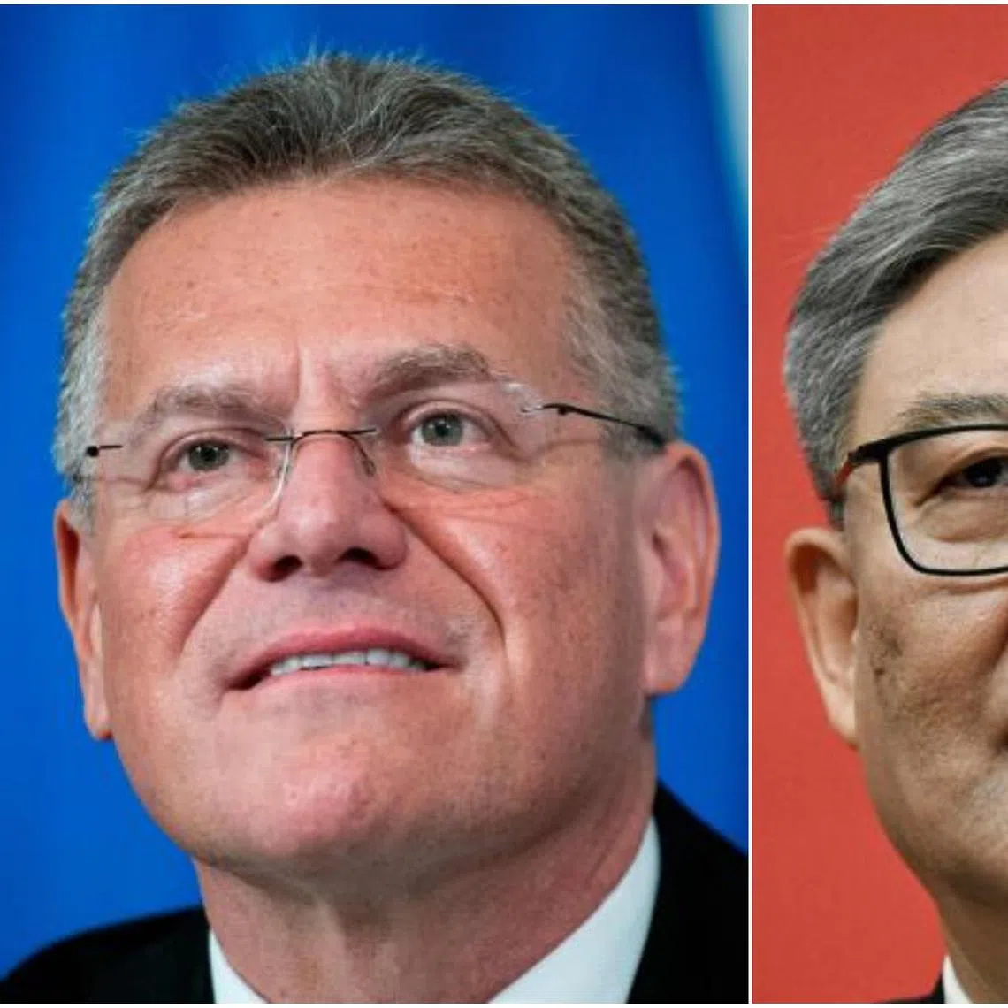 EU trade commissioner Maros Sefcovic (left) said following talks with visiting Chinese Commerce Minister Wang Wentao that “the status quo is not an option”.