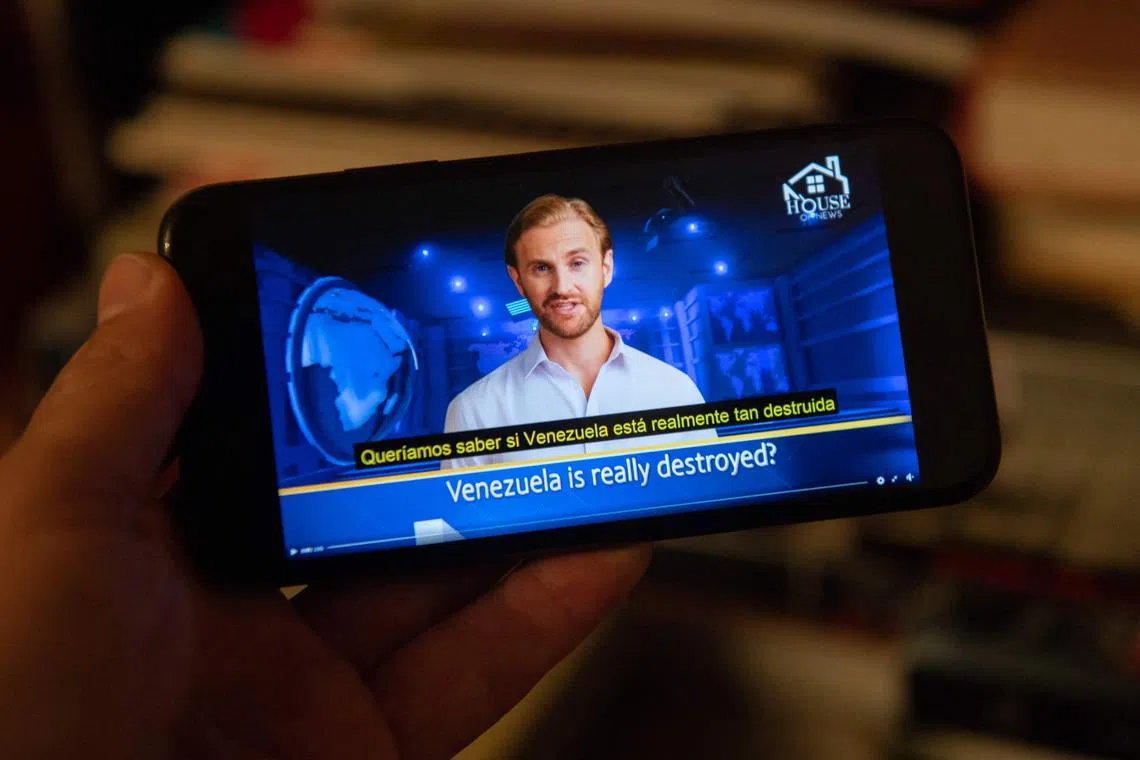 Aphone screen displaying a video of an AI avatar speaking during a broadcast of 'House of News'.