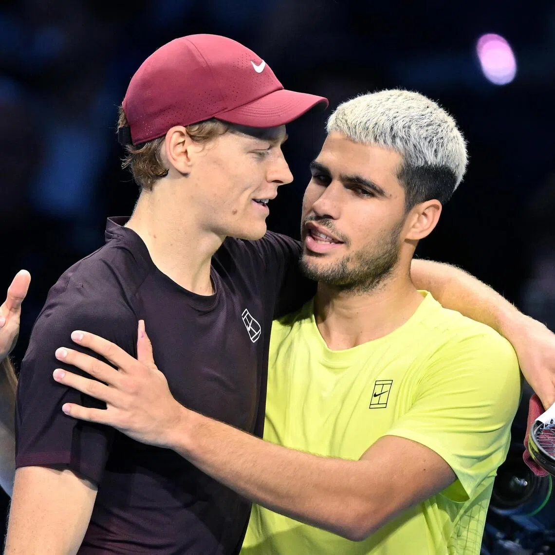 Jannik Sinner of Italy and Carlos Alcaraz of Spain played in three Grand Slam finals in 202 and also the ATP Finals in November. 