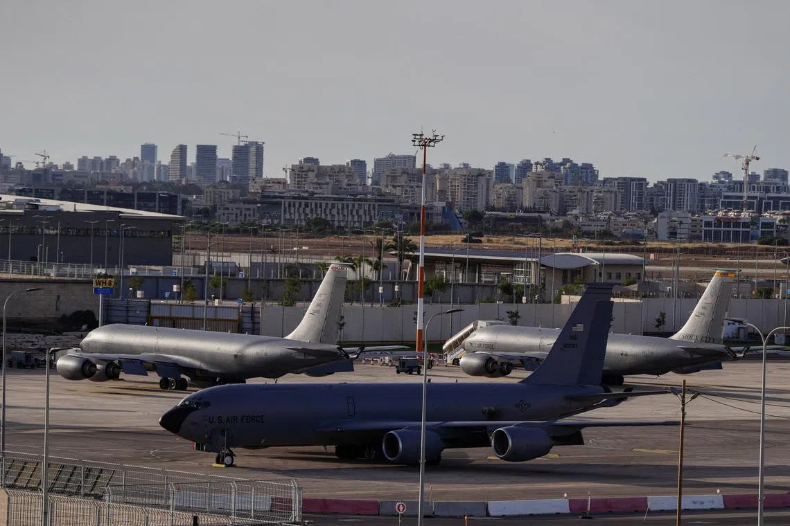 FILE PHOTO: U.S. Air Force tanker aircraft are parked at Ben Gurion International Airport in Lod, near Tel Aviv, Israel, May 19, 2026. REUTERS/ Dedi Hayun/File Photo