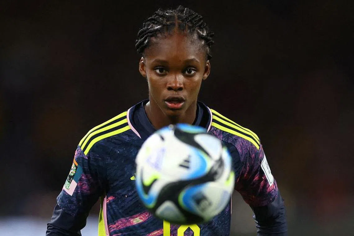 FILE PHOTO: Soccer Football - FIFA Women’s World Cup Australia and New Zealand 2023 - Quarter Final - England v Colombia - Stadium Australia, Sydney, Australia - August 12, 2023 Colombia's Linda Caicedo in action REUTERS/Carl Recine