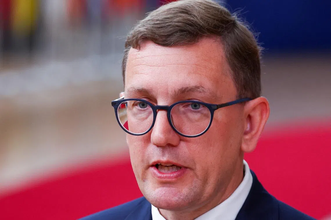 FILE PHOTO: Estonian Prime Minister Kristen Michal arrives to attend the European Union leaders' summit in Brussels, Belgium, June 26, 2025. REUTERS/Yves Herman/File Photo