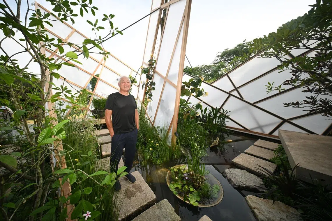 Show garden designer Inch Lim and his winning entry for SGF’s Show Gardens: All-Stars Edition competition.