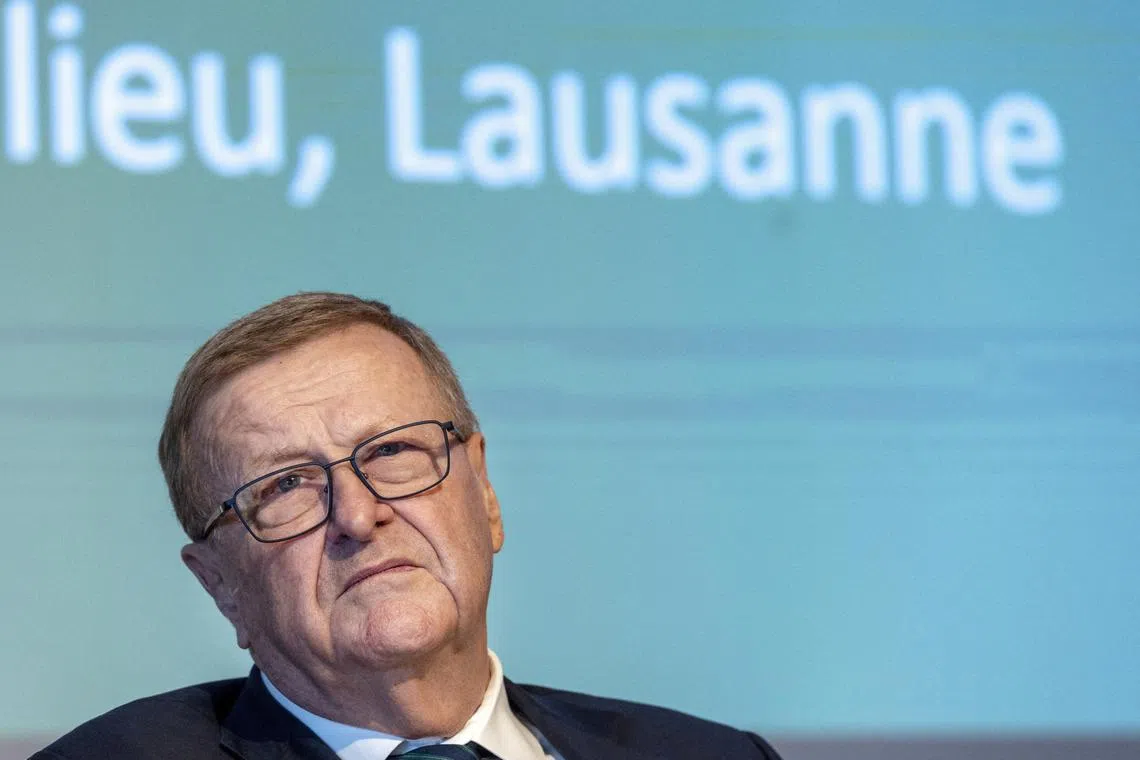 FILE PHOTO: John Coates, President of the International Council of Arbitration for Sport (ICAS) and IOC Vice-President is pictured during the inauguration ceremony of the new headquarters for the Court of Arbitration for Sport (CAS), an independent institution that resolves around 900 legal disputes in the field of sport through arbitration and mediation, in Lausanne, Switzerland, June 27, 2022.  REUTERS/Denis Balibouse/File Photo