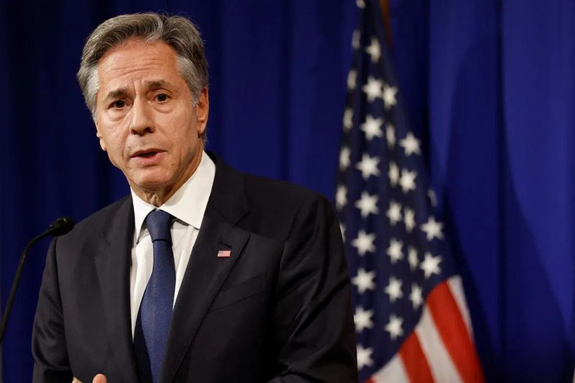 U.S. Secretary of State Antony Blinken speaks during a press conference after participating in G7 ministerial meetings in Tokyo, Japan, November 8, 2023. REUTERS/Jonathan Ernst/Pool