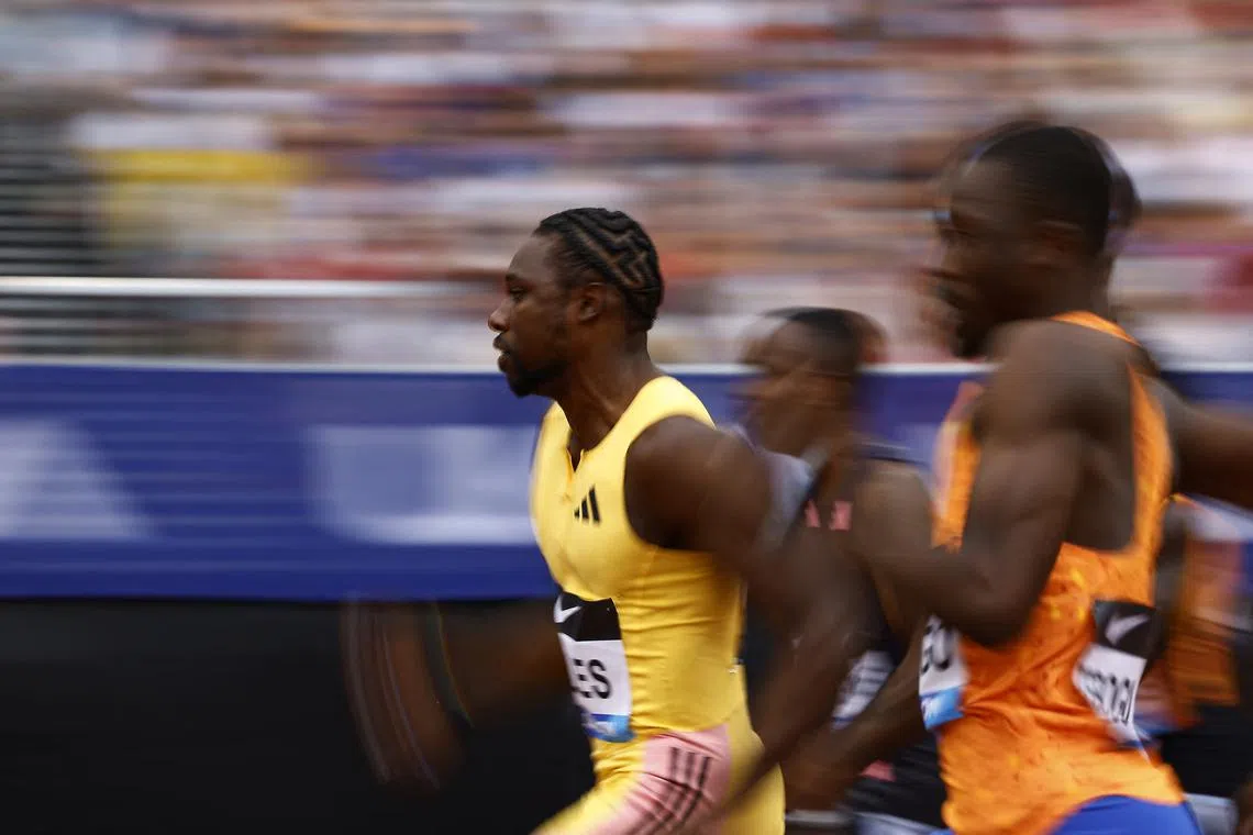 Athletics - Diamond League - London - London Stadium, London, Britain - July 20, 2024 Noah Lyles of the U.S. in action before winning the men's 100m Action Images via Reuters/Peter Cziborra