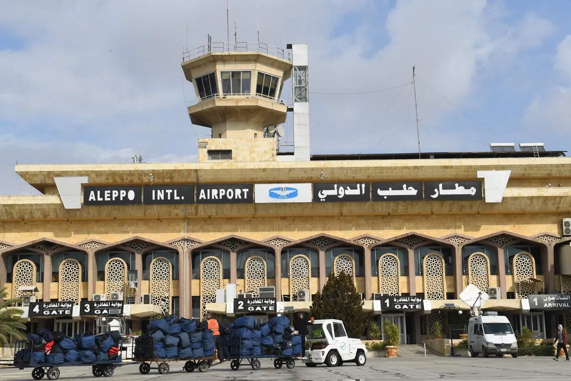 An Israeli air strike on the Aleppo International Airport damaged its runway and took the airport out of service.