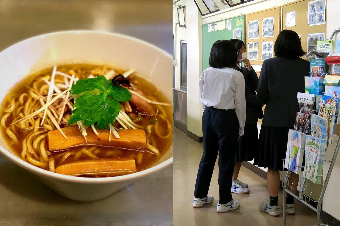 In this episode, ST's Japan correspondent Walter Sim talks about the fads of 2023 such as cricket ramen (left) and genderless uniforms (right).