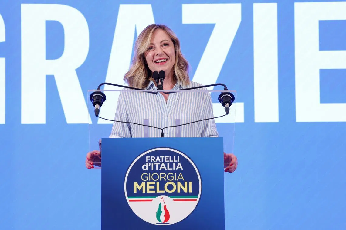 Italian PM Giorgia Meloni’s arch-conservative Brothers of Italy group won 28.8 percent of the vote, more than four times what it took in the last EU election in 2019.