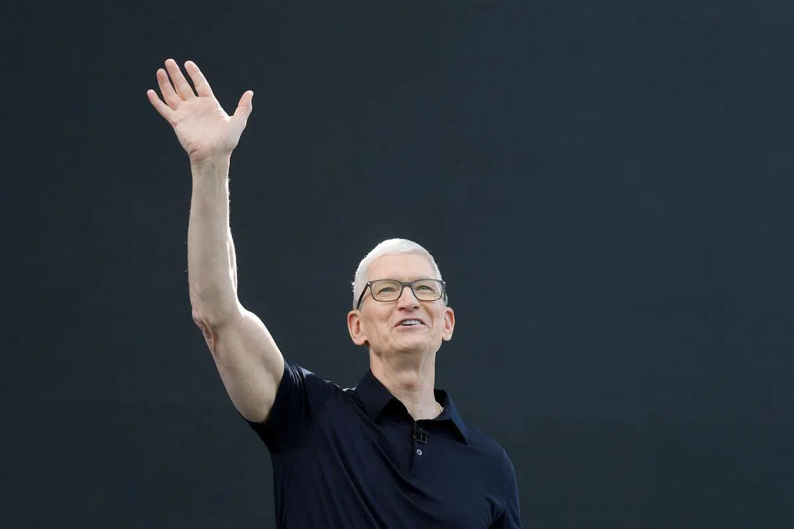 Apple CEO Tim Cook delivering his last keynote address during the Apple WWDC at Apple Park in California on June 8.