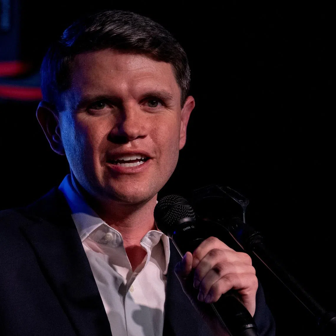 FILE PHOTO: Democratic Senate candidate James Talarico speaks during a rally in San Antonio, Texas, U.S., May 29, 2026.   REUTERS/Joel Angel Juarez/File Photo