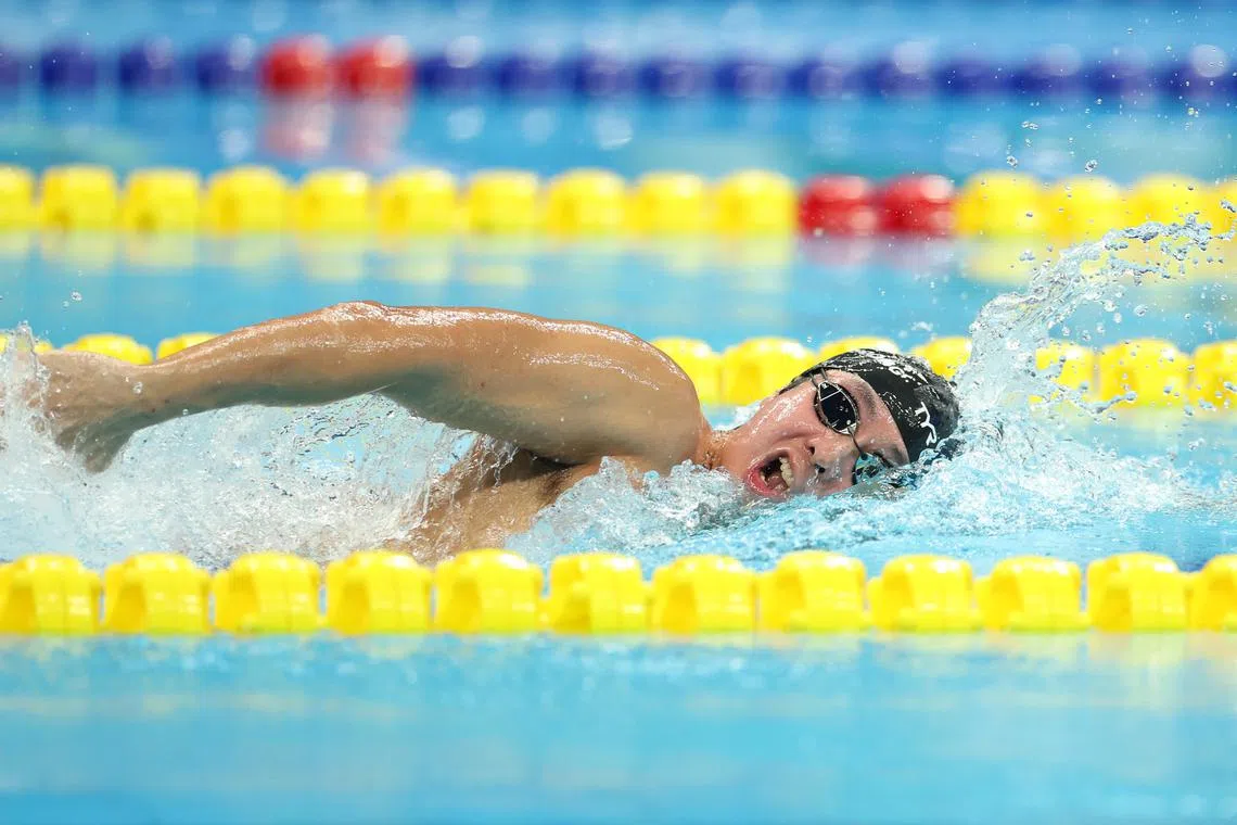 Toh Wei Soong competing in the men's 400m freestyle S7 at the Asian Para Games in Hangzhou on Tuesday. 