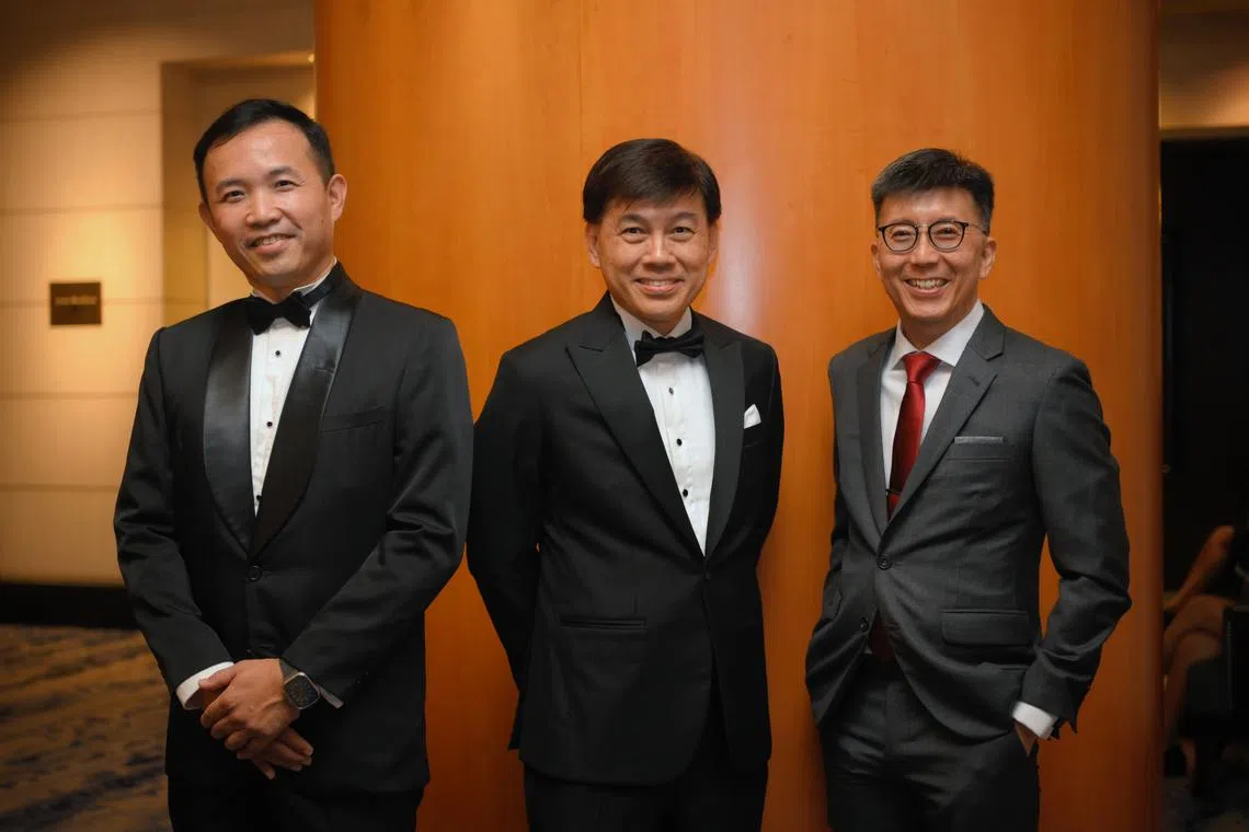(From left) National Outstanding Clinician Award winners Professor William Hwang and Professor Tan Huay Cheem, and National Outstanding Clinician Educator Award winner Associate Professor Nigel Tan Choon Kiat.