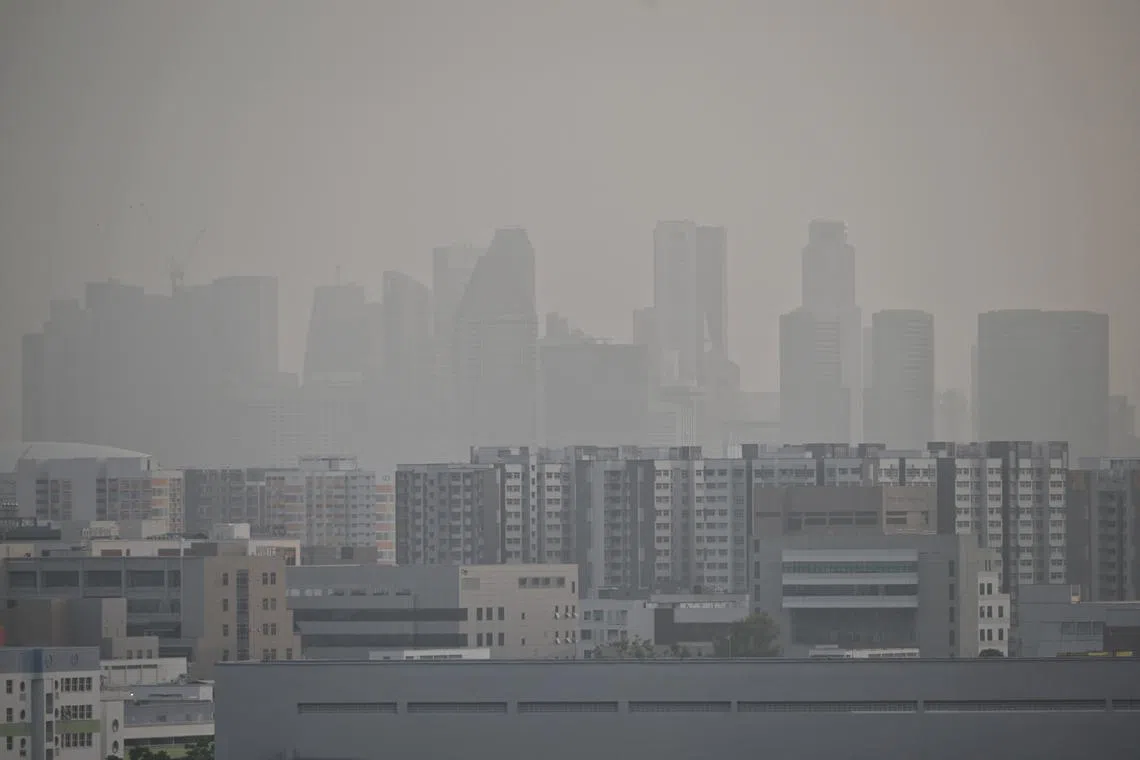 Haze seen from Premier @ Kaki Bukit at 6.30pm, on Oct 8, 2023.