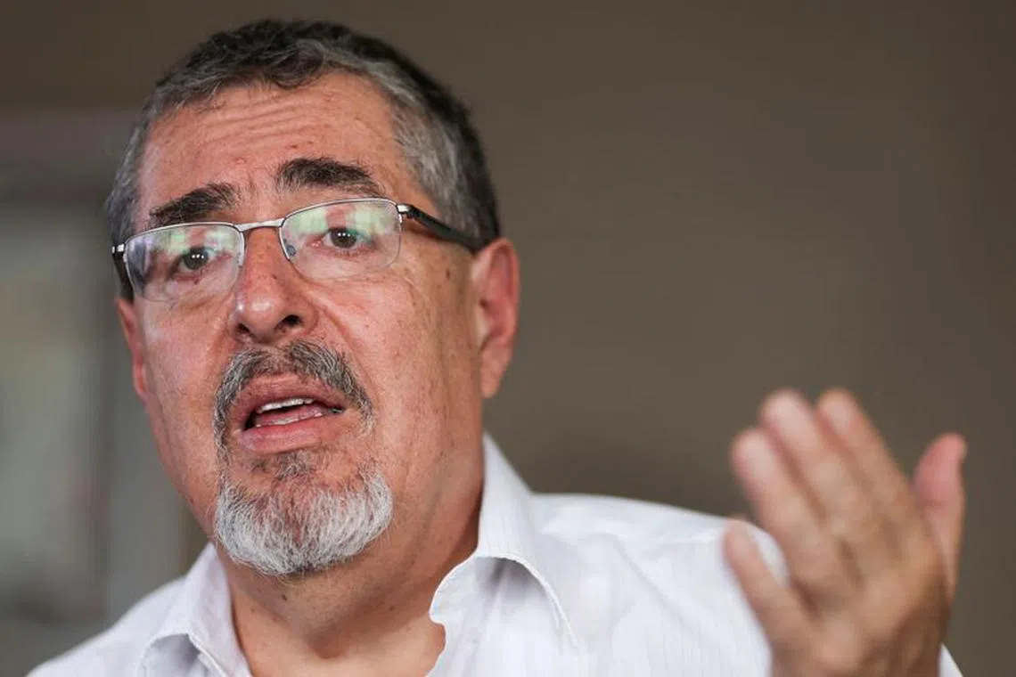 FILE PHOTO: Guatemala's President-elect Bernardo Arevalo speaks during an interview with Reuters, at his home in Guatemala City, Guatemala August 22, 2023. REUTERS/Pilar Olivares