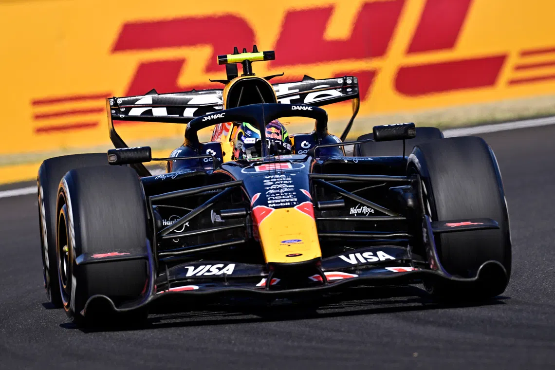 Red Bull’s Isack Hadjar in action during the Hungarian Grand Prix in July 2026. He will continue alongside Max Verstappen in an unchanged line-up next season.