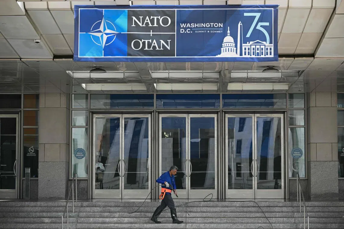 Nato’s leaders are gathering in Washington in the shadow of setbacks in Ukraine and electoral headwinds on both sides of the Atlantic.