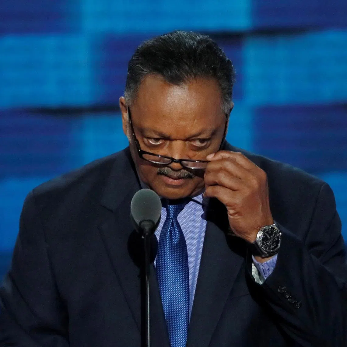 FILE PHOTO: Civil rights leader Reverend Jesse Jackson speaks during the third day of the Democratic National Convention in Philadelphia, Pennsylvania, U.S. July 27, 2016. REUTERS/Mike Segar/File Photo