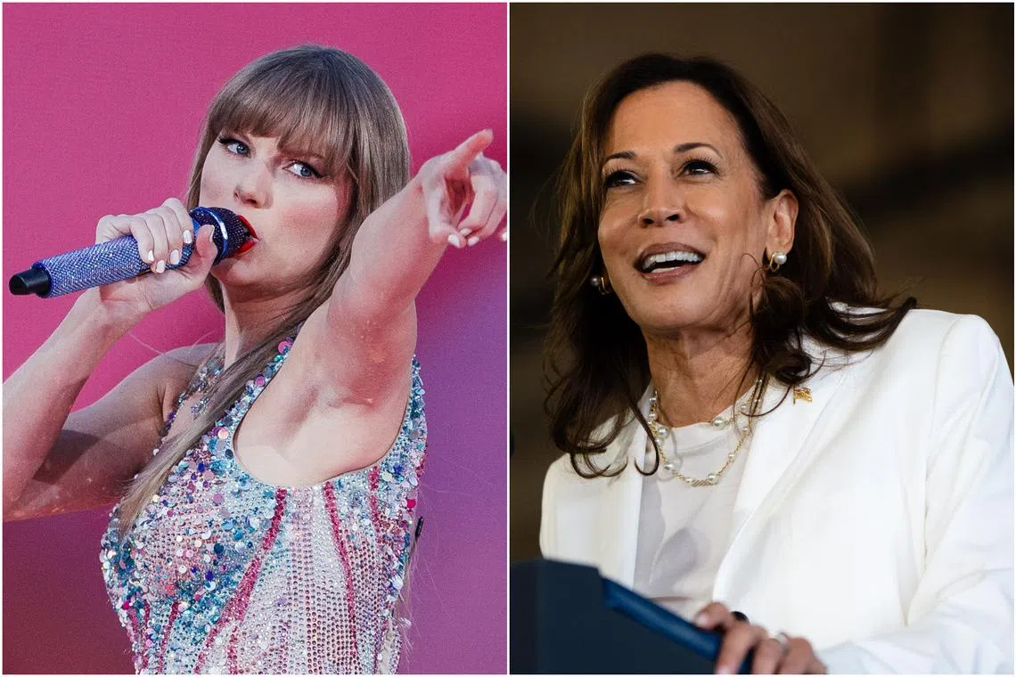 Taylor Swift said she is backing Ms Kamala Harris because the latter fights for the rights and causes she believes require a warrior to champion them. 