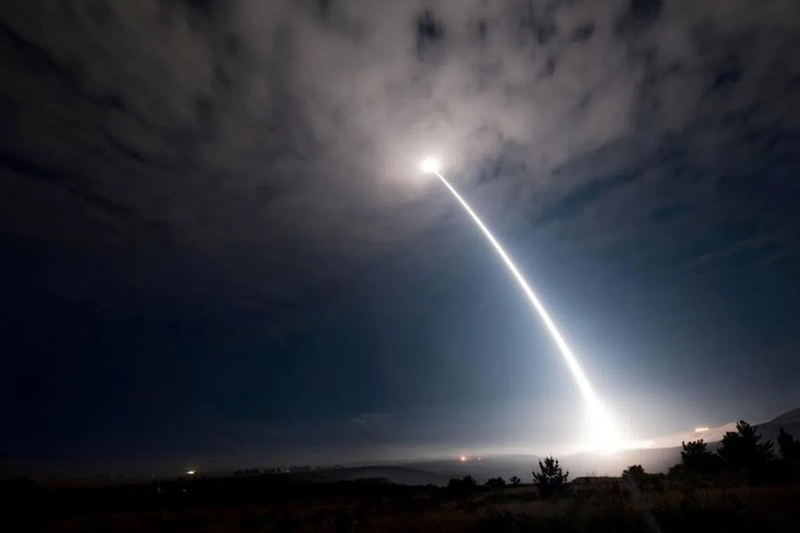 FILE PHOTO: An unarmed Minuteman III intercontinental ballistic missile launches during an operational test at 2:10 a.m. Pacific Daylight Time at Vandenberg Air Force Base, California, U.S., August 2, 2017.  Picture taken August 2, 2017 /Handout via REUTERS