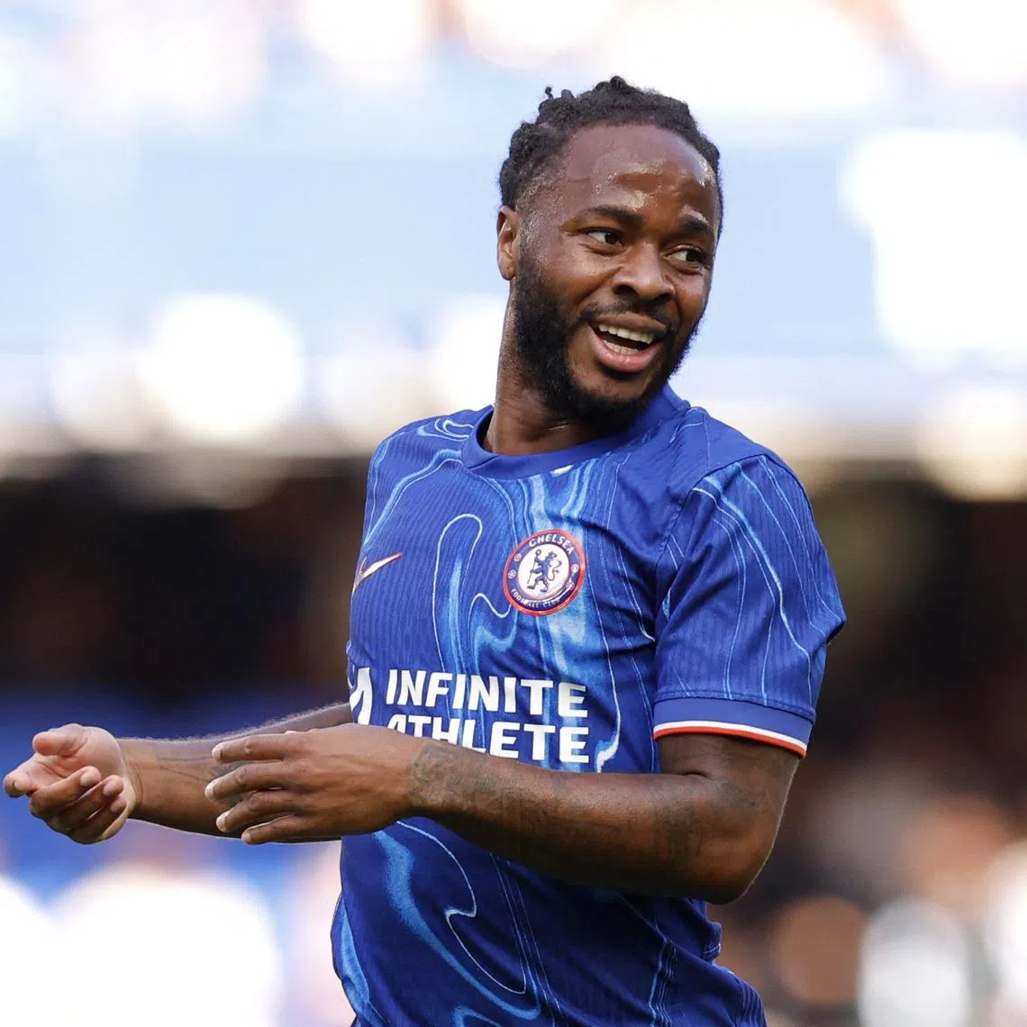Chelsea midfielder Raheem Sterling reacting during the pre-season friendly football match against Inter Milan.