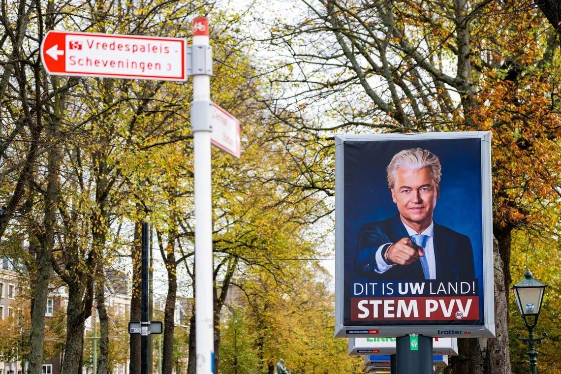 The far-right party of Mr Geert Wilders is currently leading the polls on who will win on Oct 29.
