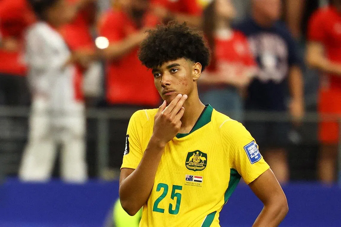Soccer Football - FIFA World Cup 2026 - Round of 32 - Australia v Egypt - Dallas Stadium, Arlington, Texas, U.S. - July 3, 2026 Australia's Lucas Herrington looks dejected after the match as Australia are eliminated from the World Cup REUTERS/Kai Pfaffenbach