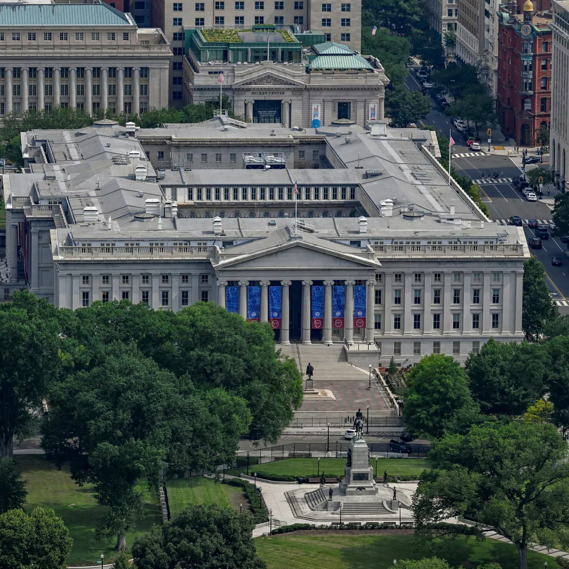 The US Treasury building in Washington. The US 10-year Treasury yield surpassed 5 per cent for the first time since 2023 on Sept 14.