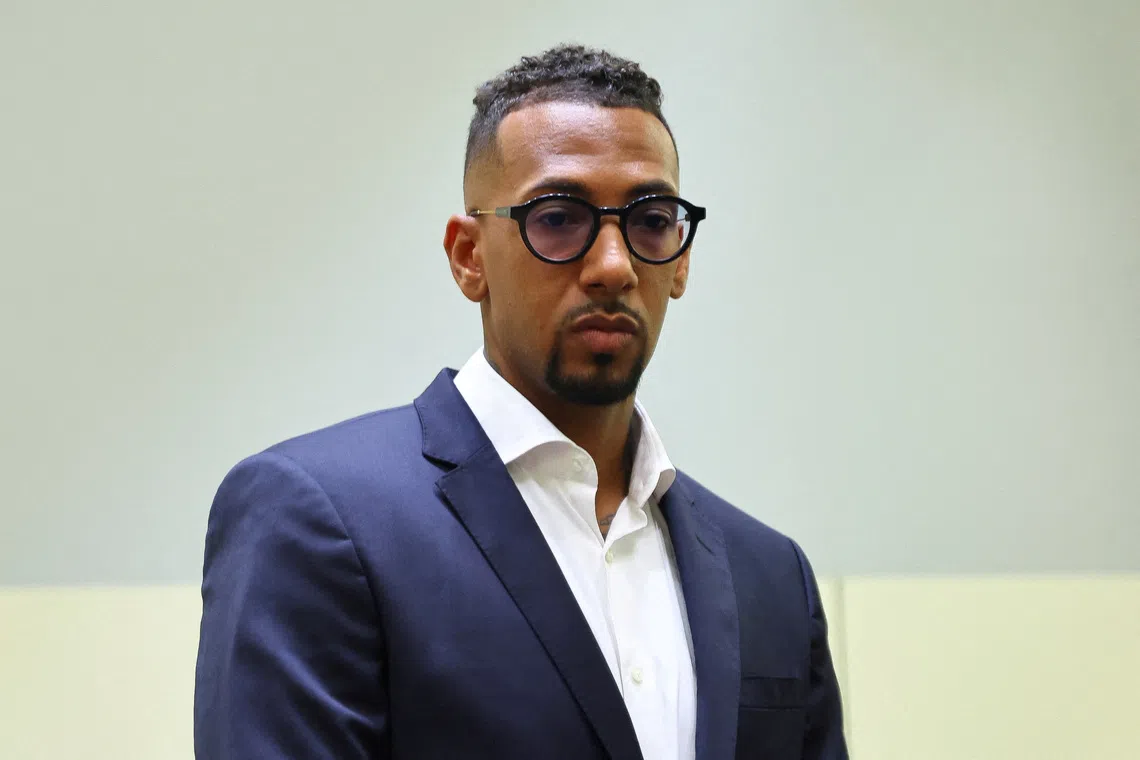 Former Bayern Munich central defender Jerome Boateng stands on the day of the verdict in his trial for bodily harm at a regional court in Munich, Germany, July 19, 2024. REUTERS/Leonhard Simon