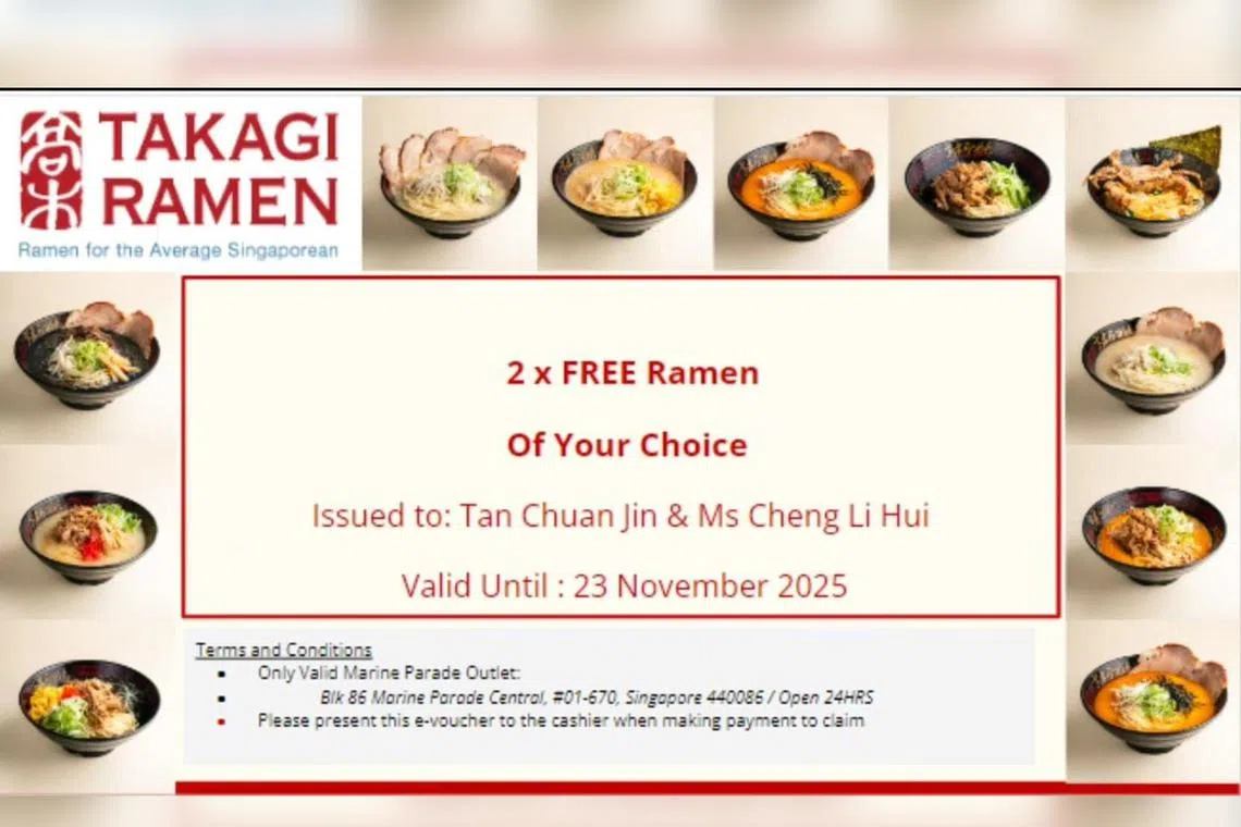 The e-voucher is valid until Nov 23, 2025, which is the date by which the next General Election must be held.