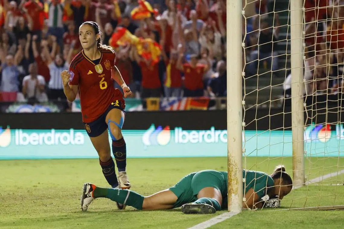 Soccer Football - UEFA Women's Nations League - Group D - Spain v Switzerland - Estadio Municipal Nuevo El Arcangel, Cordoba, Spain - September 26, 2023 Spain's Aitana Bonmati celebrates scoring their second goal REUTERS/Marcelo Del Pozo
