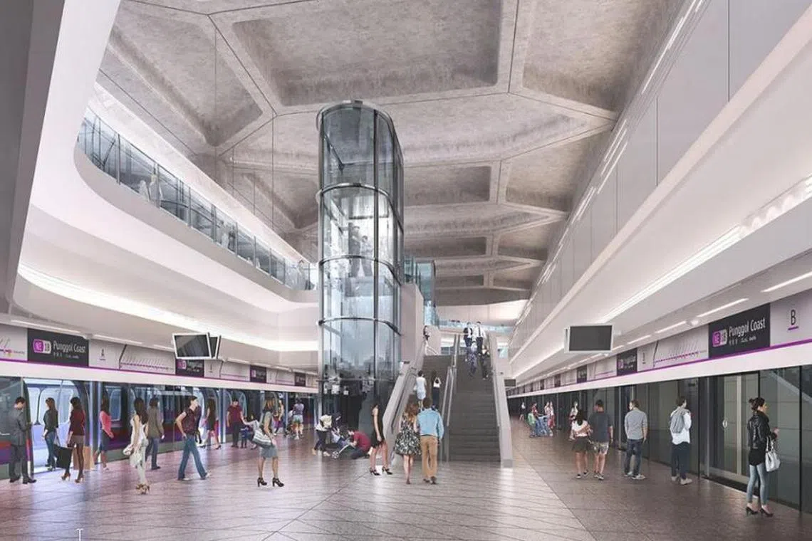 An artist's impression of the future Punggol Coast station on the North-East Line.