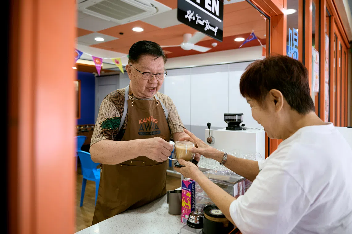 Coffee appreciation is a new passion for Mr Koh Kong Kuan, which is why he enjoys brewing and serving coffee at Kampung AWWA.