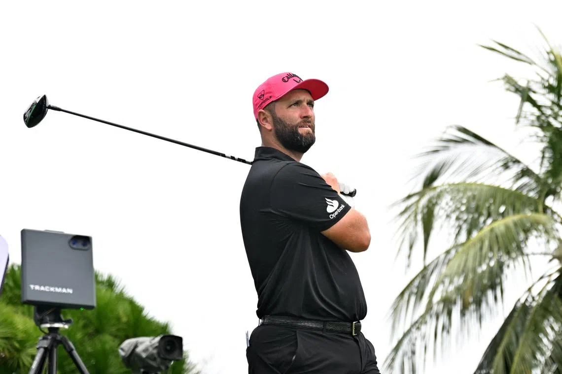 Legion XIII's Jon Rahm in action during round 3 of LIV Golf Singapore on March 16 at Sentosa Golf Club.