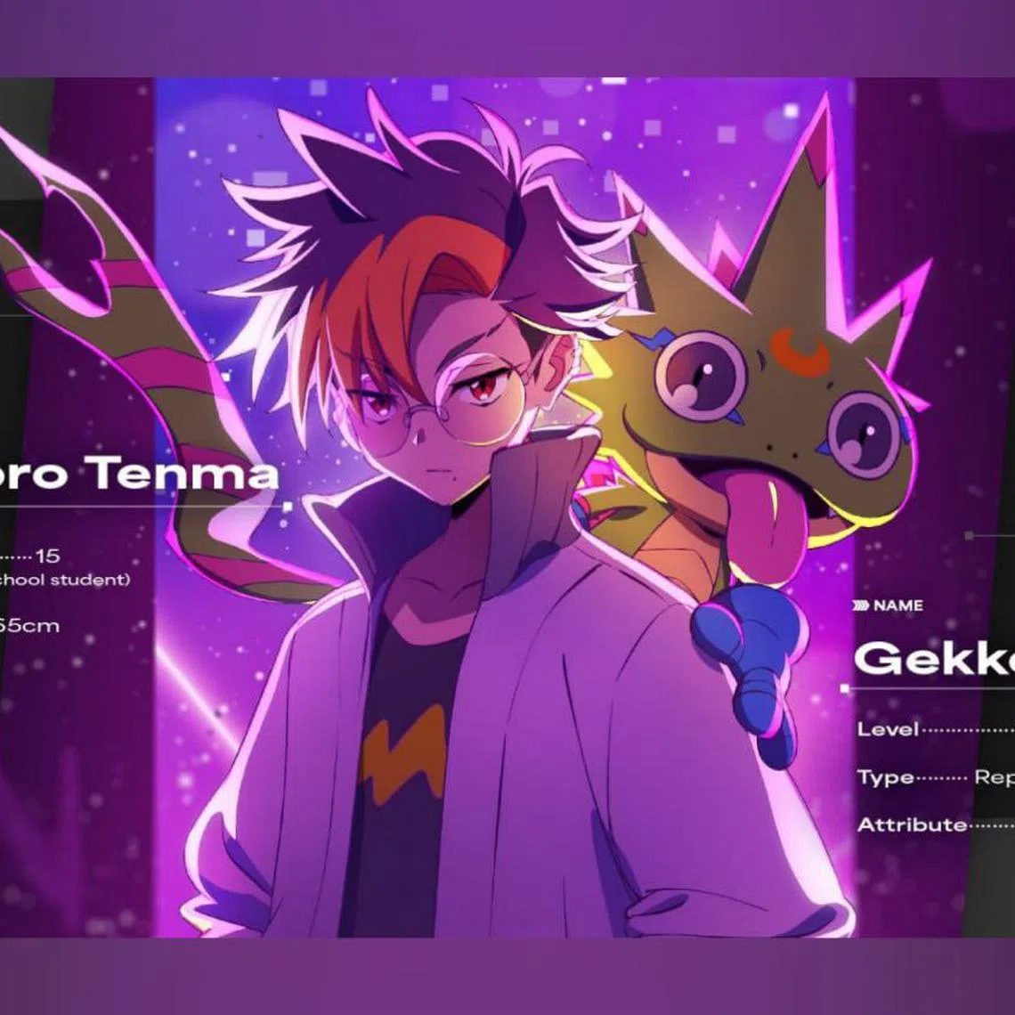 Digimon Beatbreak will follow the adventures of protagonist Tomoro Tenma and his lizard-like companion Gekkomon.