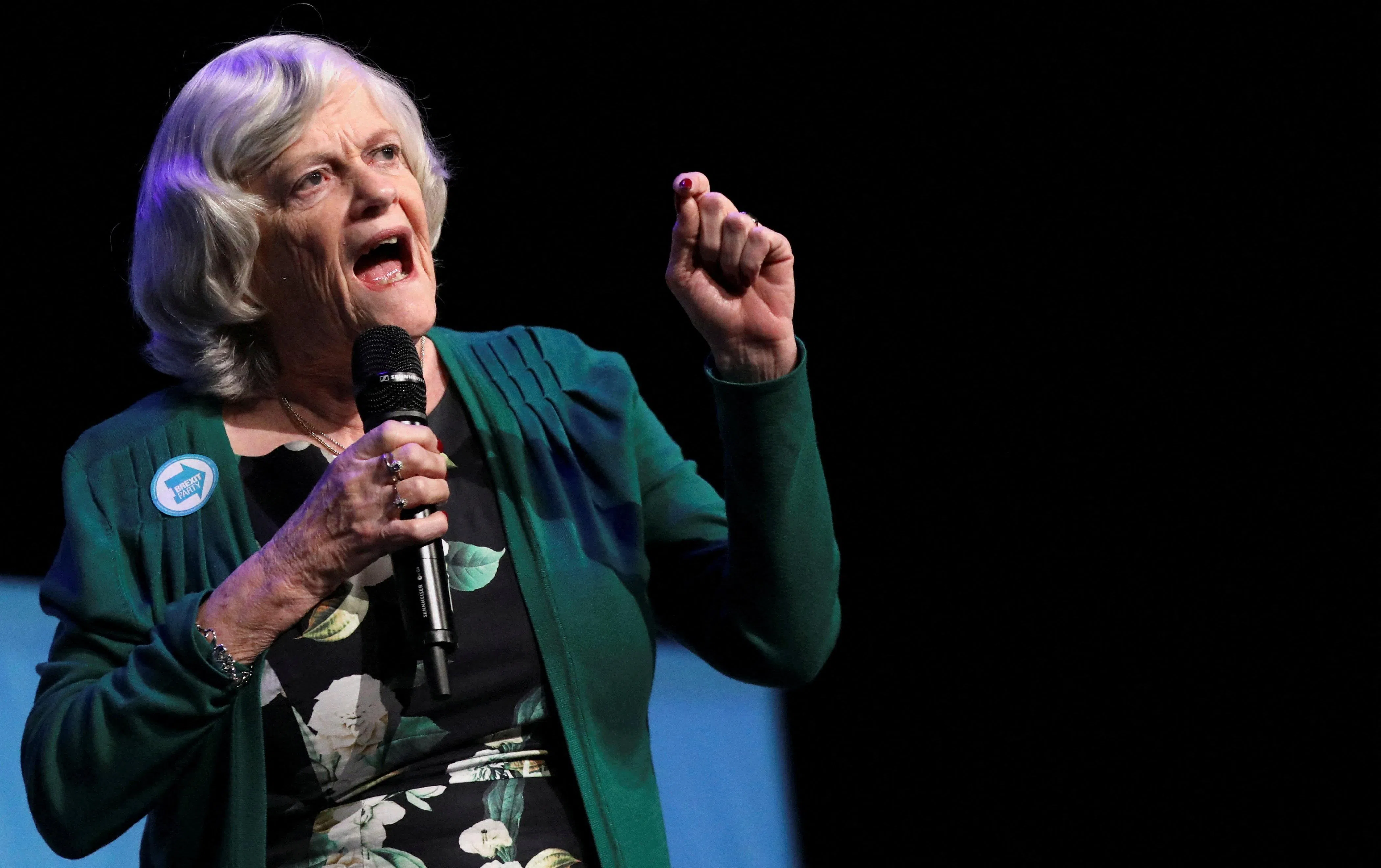 FILE PHOTO: Former Conservative Party MP Ann Widdecombe speaks during a rally of the Brexit Party in Peterborough, Britain May 7, 2019. REUTERS/Simon Dawson/File Photo