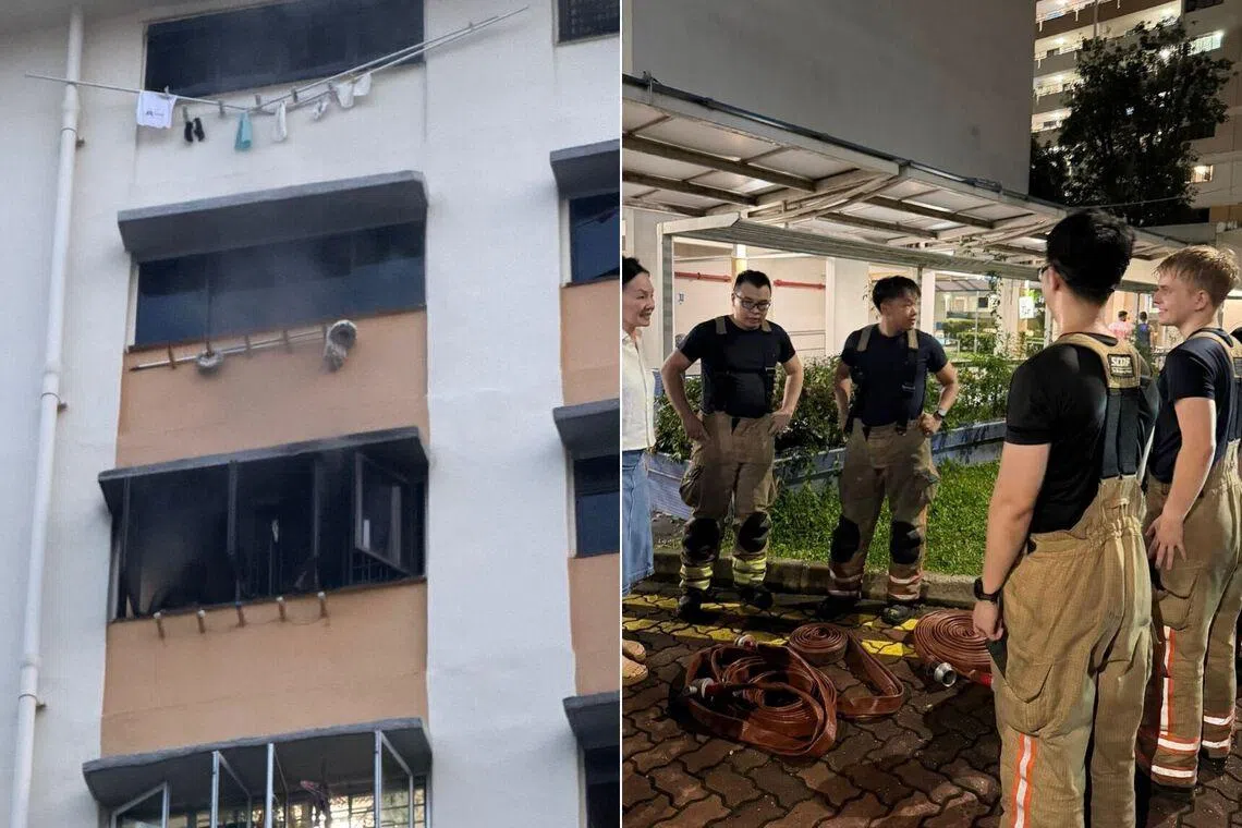 1 person taken to hospital after fire breaks out in Telok Blangah flat; almost 50 evacuated