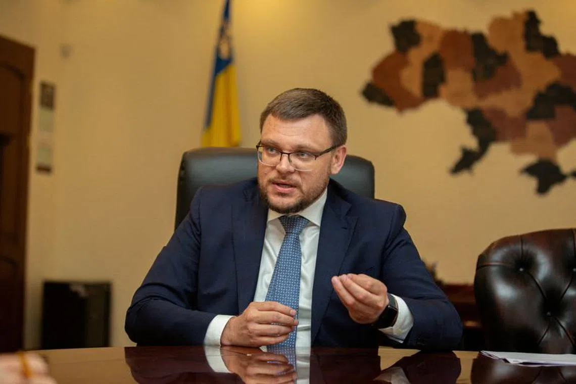 Semen Kryvonos, director of the National Anti-Corruption Bureau of Ukraine (NABU), speaks with Reuters in Kyiv, Ukraine, August 18, 2023. Ukrainian National Anti-Corruption Bureau Press Service/Handout via REUTERS