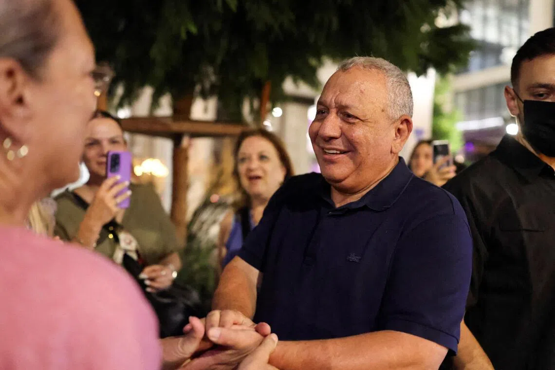 Former military chief Gadi Eisenkot attends the rally in Tel Aviv on Oct 24.
