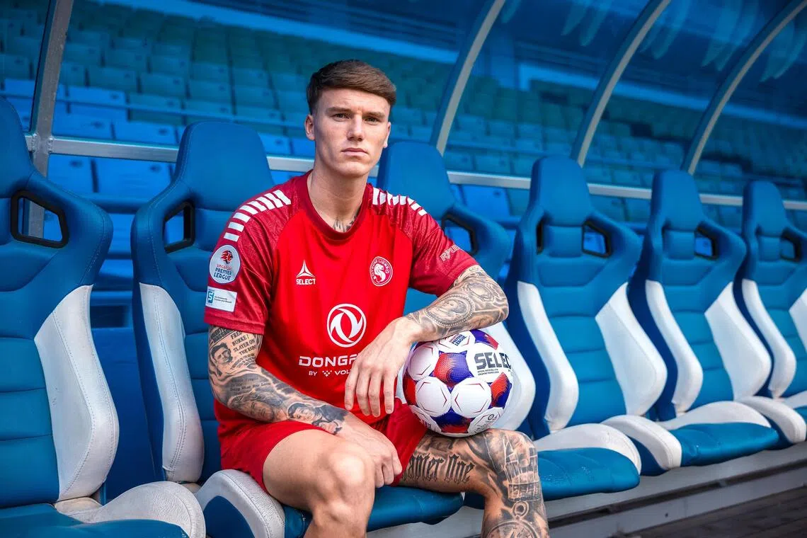 Young Lions’ new Welsh midfielder Kai Whitmore, whose grandfather was born in Singapore, could eventually play for the Lions.