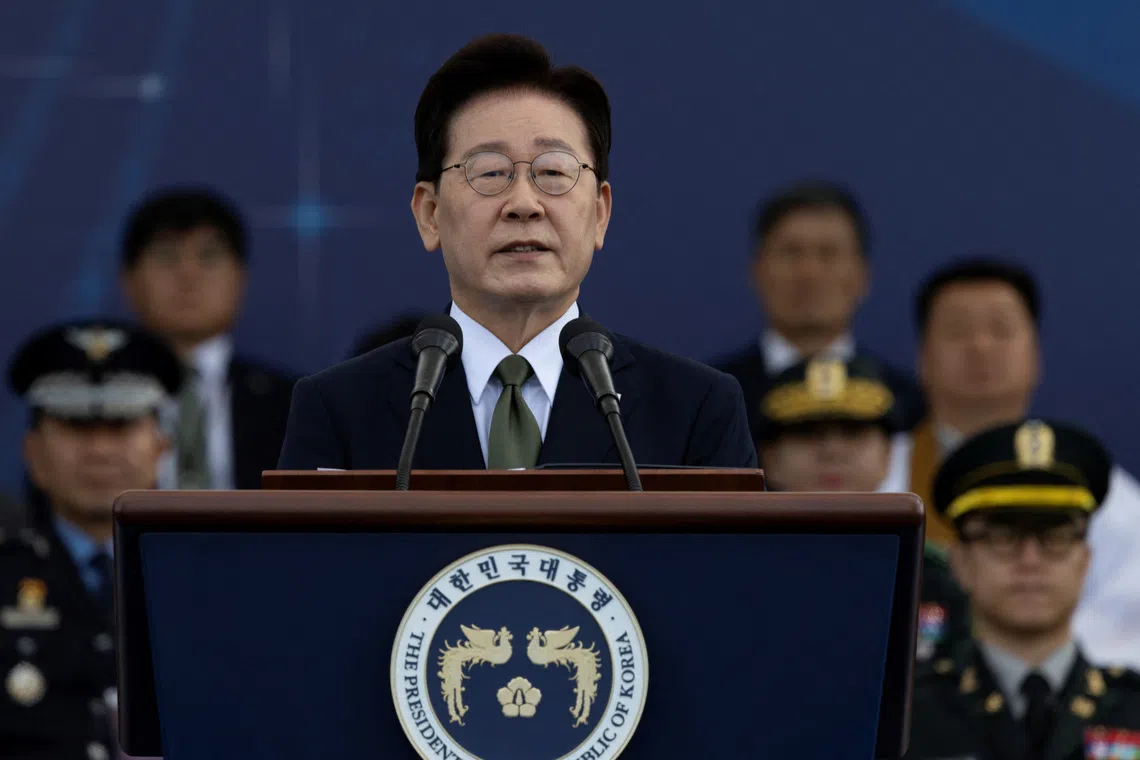 South Korea's Lee urges North Korea to restore dialogue, pledges military buildup