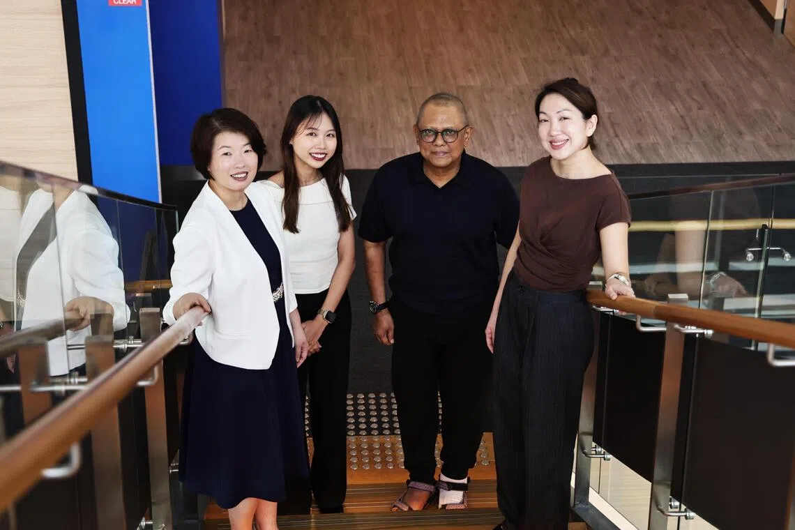 Cancer patient Gerald William Pereira (second from right) with (from left) Clinical Associate Professor Shirlynn Ho, Associate Psychologist Perlie Ng and Assistant Professor Jolene Wong.